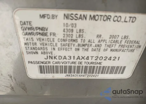 2004 Infiniti I35 Luxury from USA, damaged, VIN JNKDA31AX4T202421